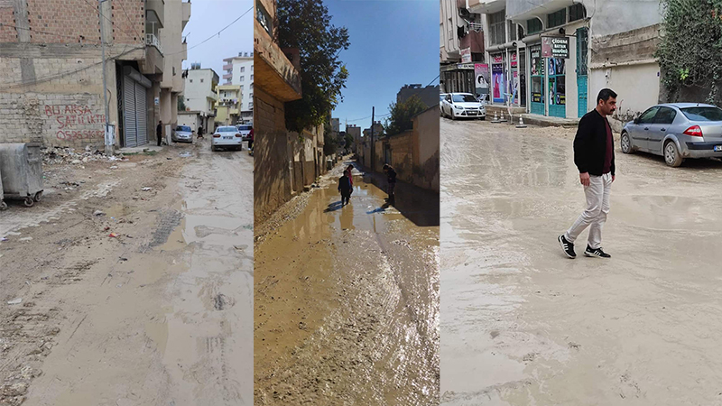 Suruç’ta sokaklar çamur deryasına döndü