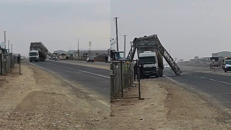 Akçakale’de kamyon damperi açık unutuldu, trafik kamera direğini sürükledi