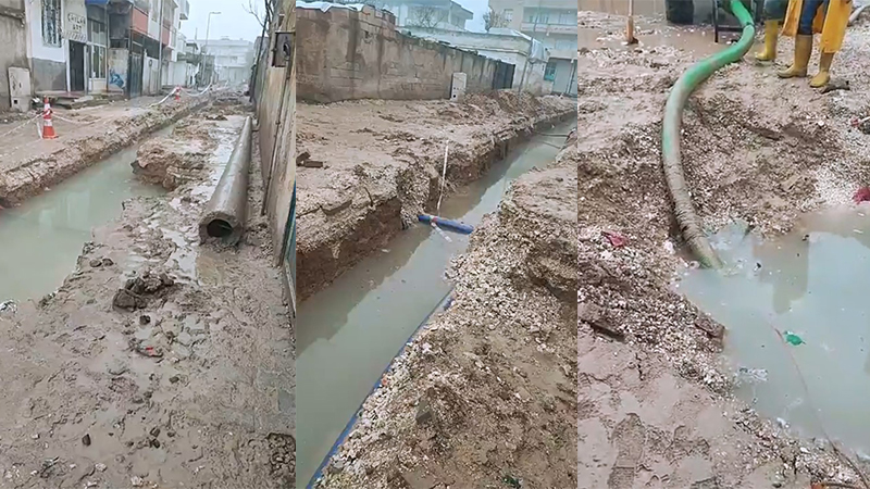 Suruç’ta yağmur, altyapı çalışmalarını engelledi