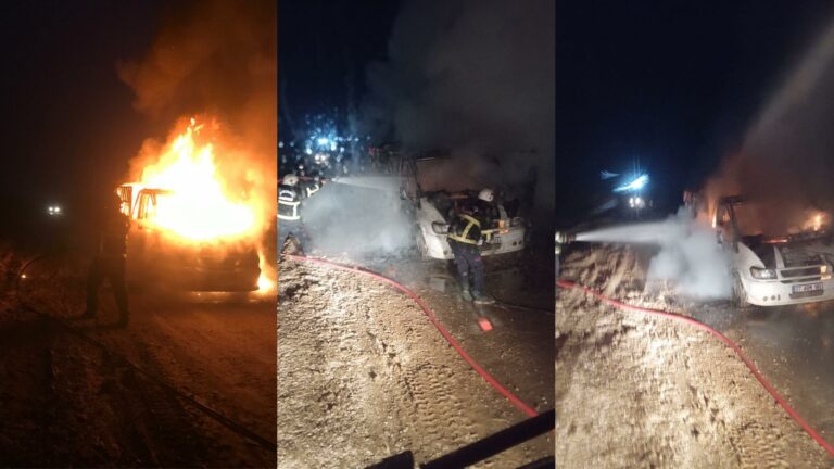 Suruç’ta araç yangını ekipler tarafından söndürüldü